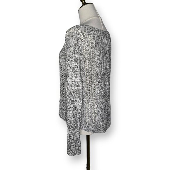 Free People Chunky Knit Open Stitch Sweater - Gray/Black/White Marl - Picture 4 of 7